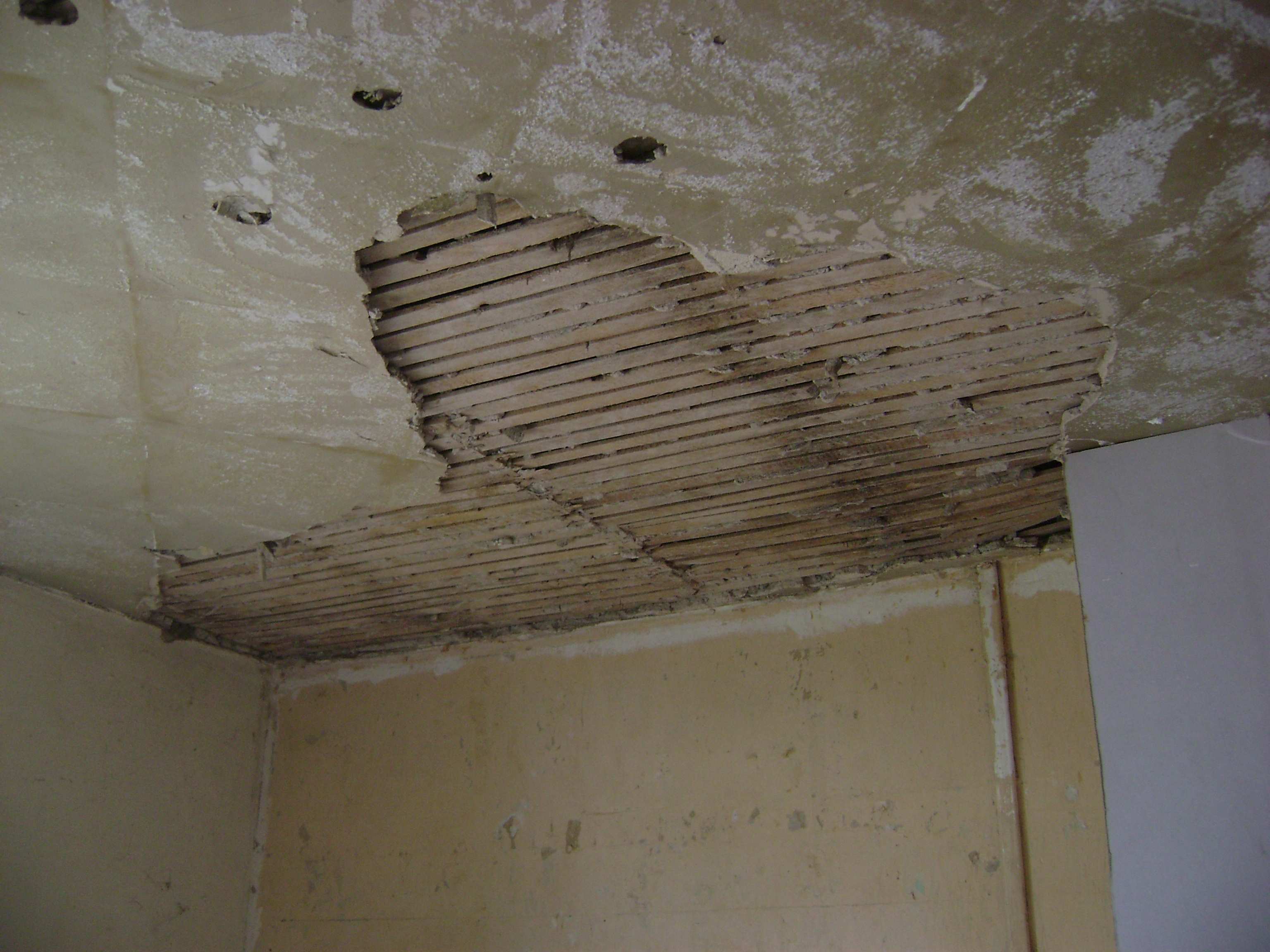 As the customer was removing old polystyrene tiles a large section of ceiling fell away